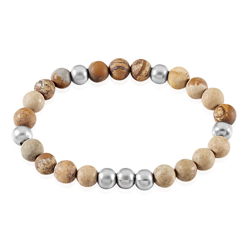 Bracelet Adonis Acier Blanc Jaspe Africain - Bracelets cha&icirc;nes Homme | Marc Orian