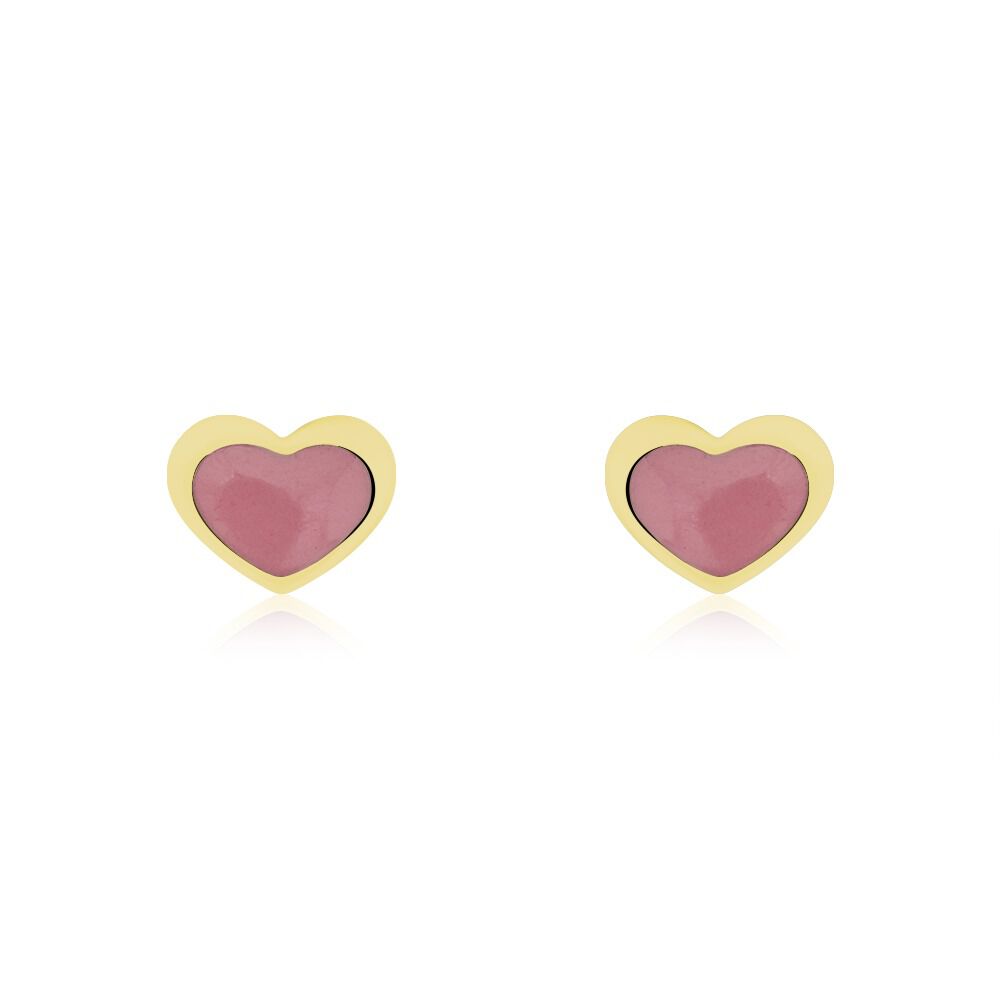 Boucles D'oreilles Puces Coeurs Or Jaune - Puces Enfant | Marc Orian