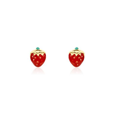 Boucles D'oreilles Puces Elizabetae Fraise Or Jaune - Puces Enfant | Marc Orian