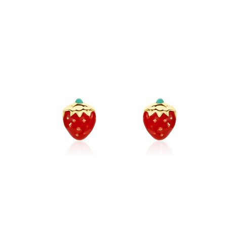 Boucles D'oreilles Puces Elizabetae Fraise Or Jaune - Clous d'oreilles Enfant | Marc Orian