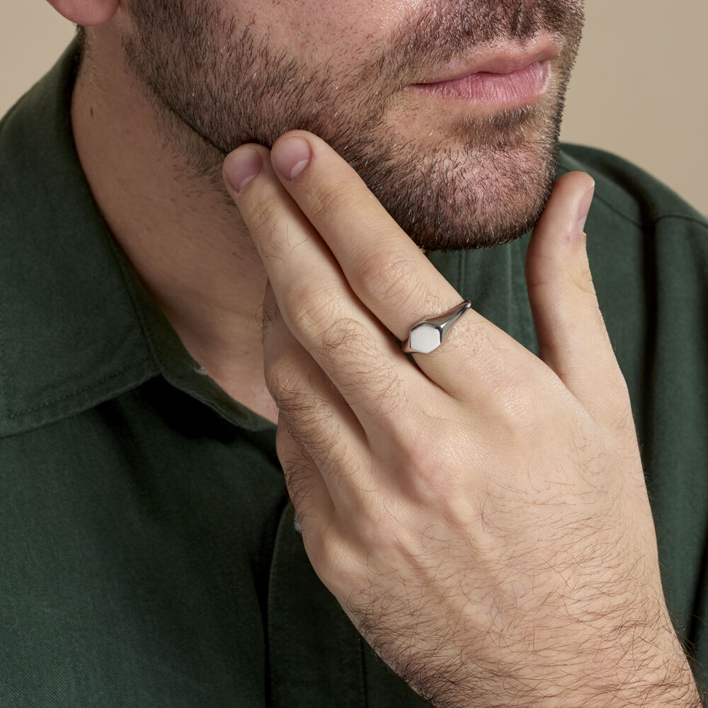 Chevalière Sanza Argent Blanc - Chevalières Homme | Marc Orian
