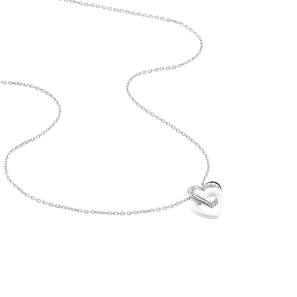 Collier Lovea Argent Blanc C&eacute;ramique Et Oxyde De Zirconium - Colliers avec pierres Femme | Marc Orian
