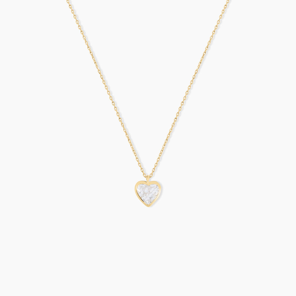 Collier Coeur Serti Clos Or Jaune Oxyde De Zirconium - Colliers avec pierres Femme | Marc Orian