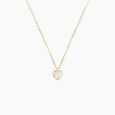 Collier Coeur Serti Clos Or Jaune Oxyde De Zirconium - Colliers avec pierres Femme | Marc Orian