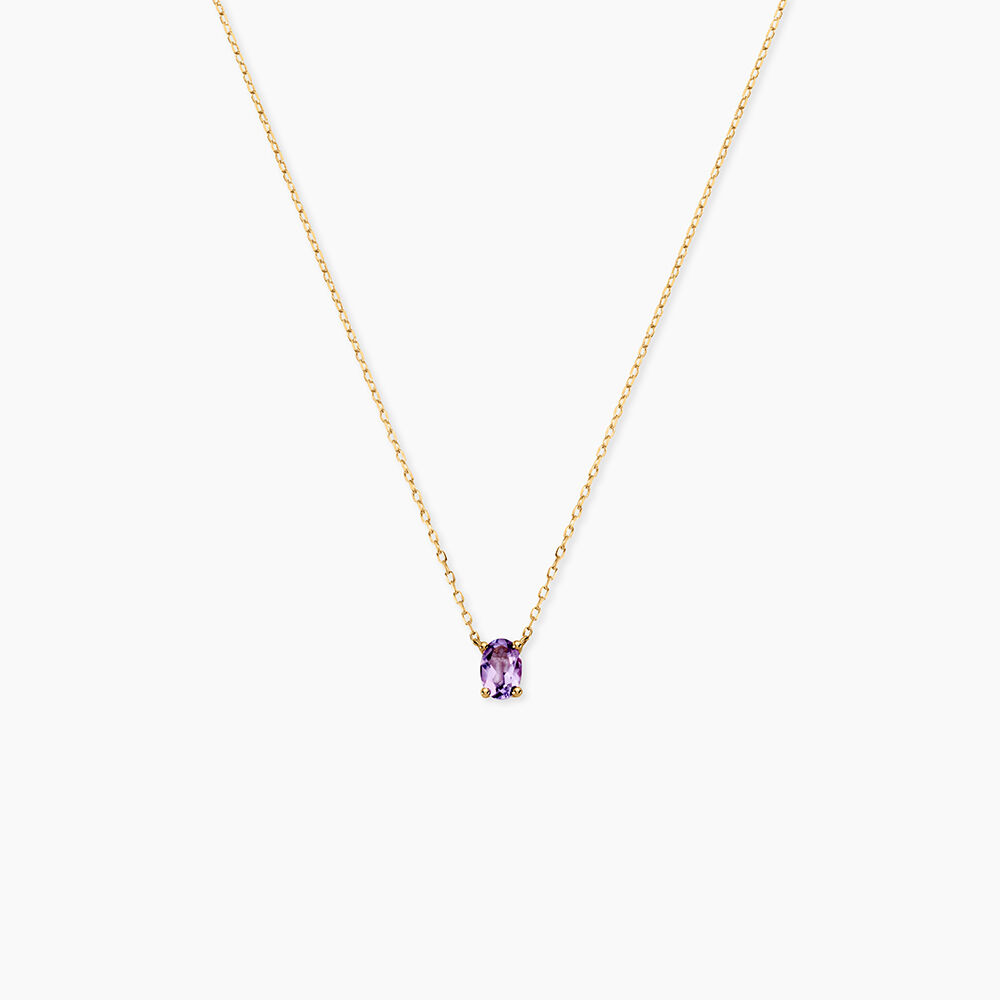Collier Ovale Or Jaune Am&eacute;thyste - Colliers solitaires Femme | Marc Orian