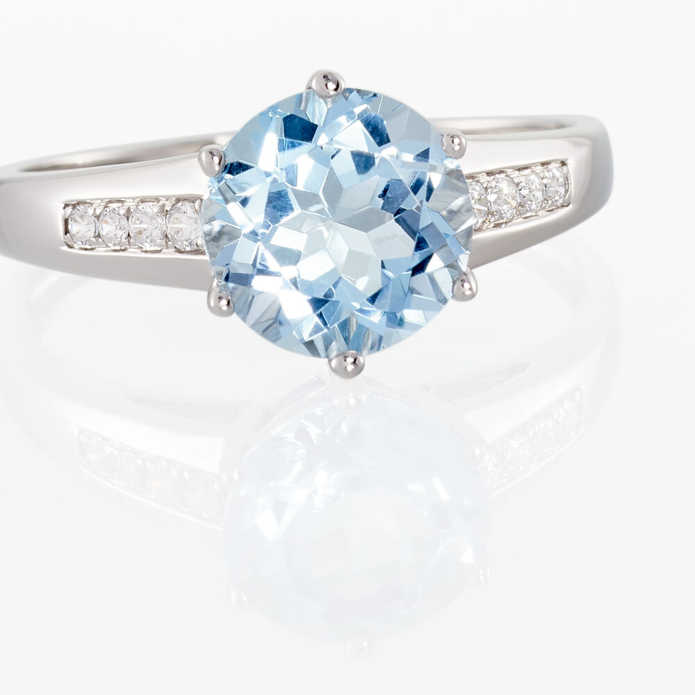 Bague Solitaire Adyl Or Blanc Turquoise Et Oxyde De Zirconium - Bagues pierres fines Femme | Marc Orian