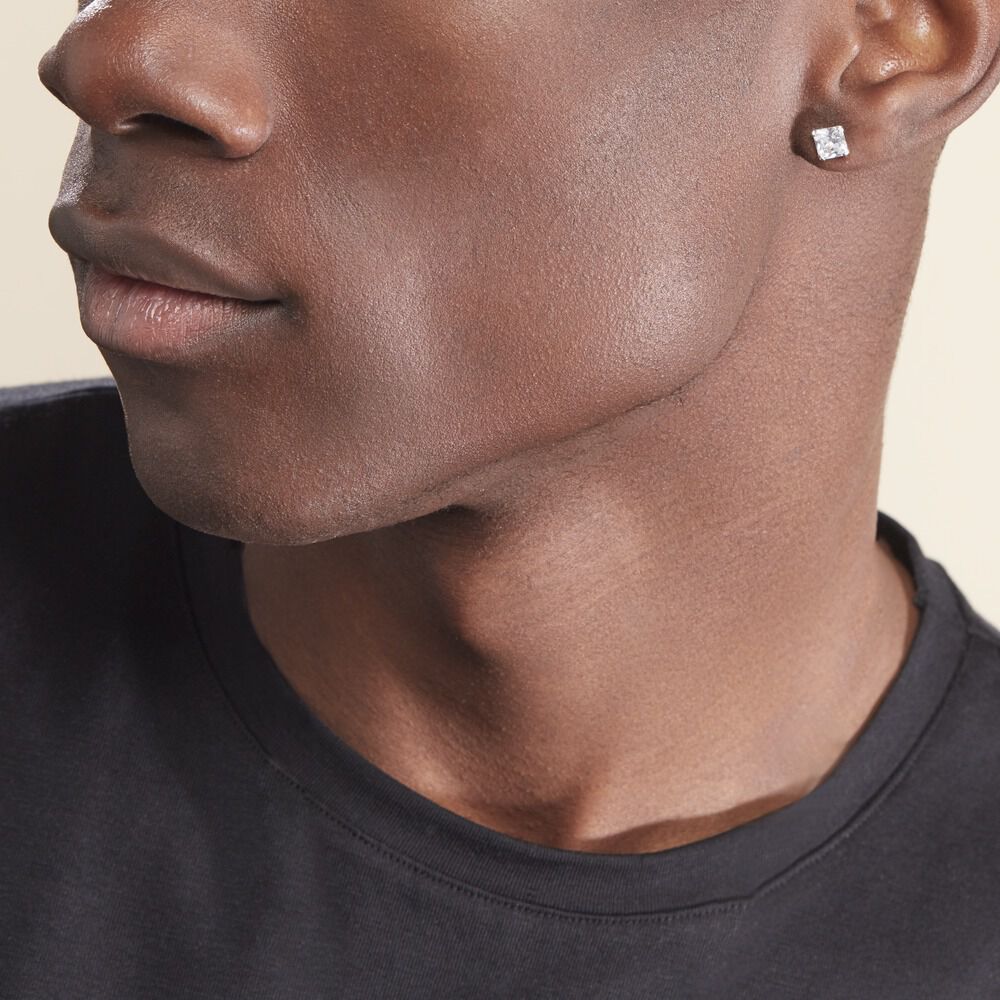 Boucles D'oreilles Puces Or Blanc Doreen Oxydes De Zirconium - Puces Famille | Marc Orian
