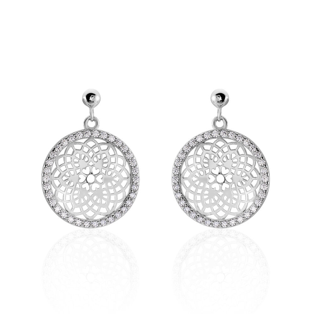 Boucles D'oreilles Pendantes Agnete Argent Blanc Oxyde De Zirconium - Pendantes Femme | Marc Orian