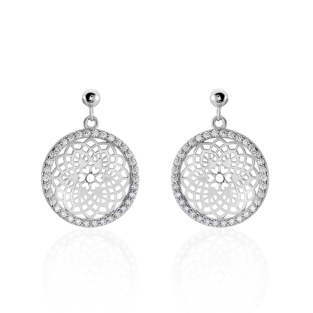 Boucles D'oreilles Pendantes Agnete Argent Blanc Oxyde De Zirconium - Pendantes Femme | Marc Orian