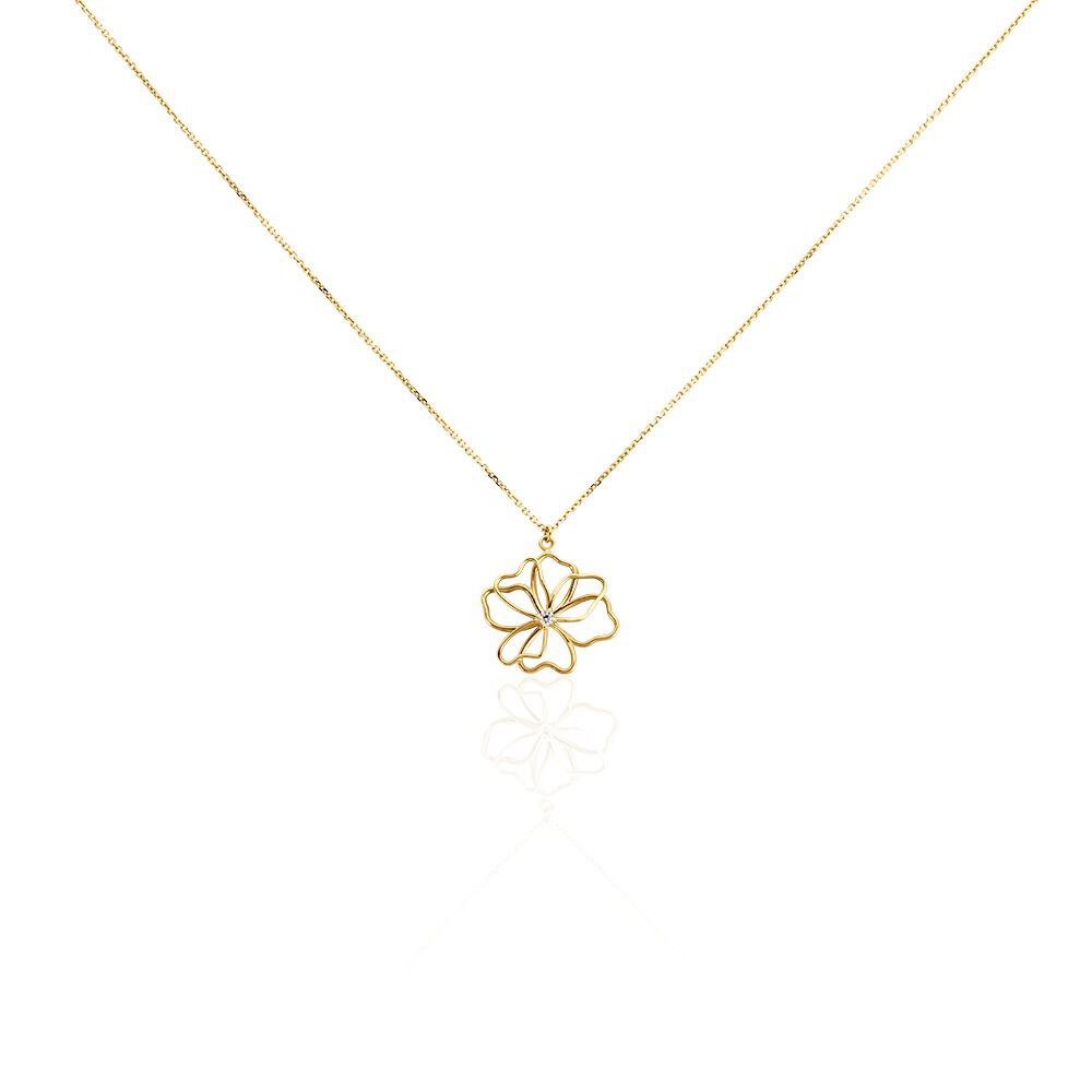 Collier Floraison Dor&eacute;e Or Jaune Oxyde De Zirconium - Colliers avec pierres Femme | Marc Orian