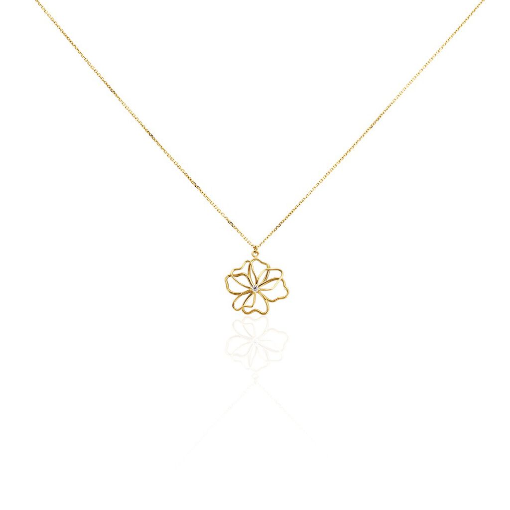 Collier Floraison Dor&eacute;e Or Jaune Oxyde De Zirconium - Colliers avec pierres Femme | Marc Orian