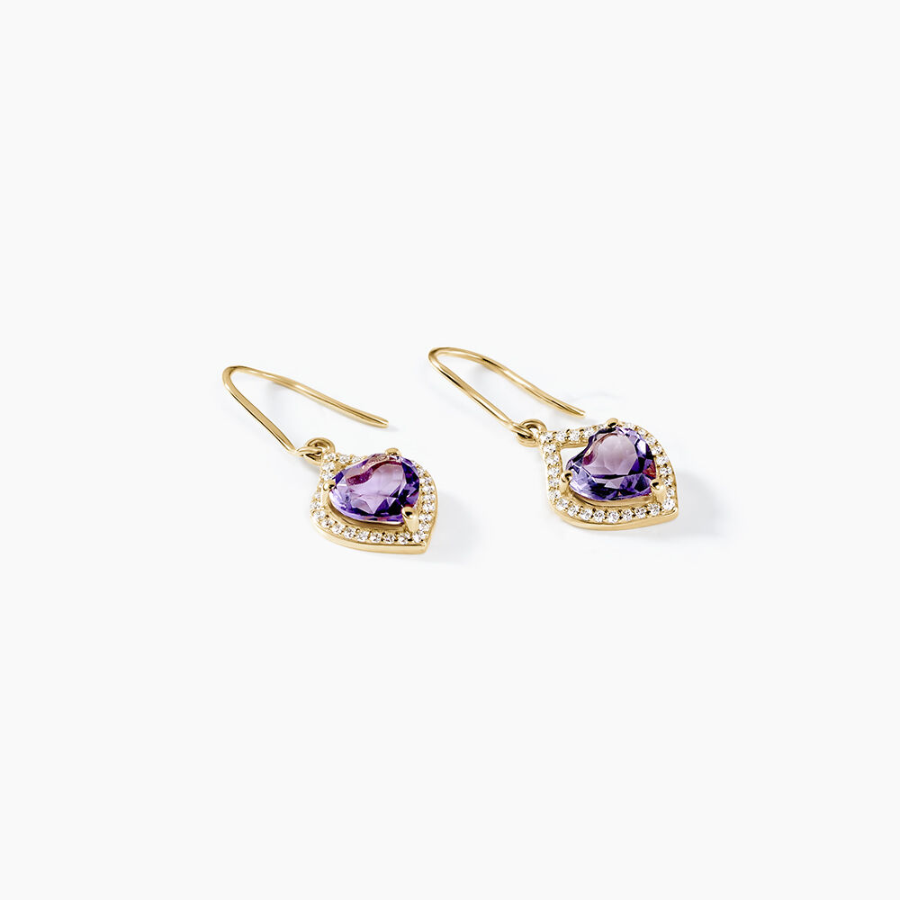Boucles D'oreilles Pendantes Rosaline Or Jaune Amethyste Et Oxyde - Pendantes Femme | Marc Orian