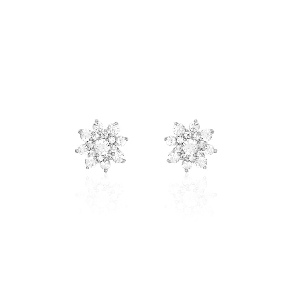 Boucles D'oreilles Puces Lorraine Argent Blanc Oxyde De Zirconium - Puces Femme | Marc Orian