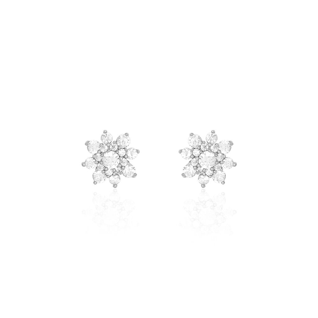 Boucles D'oreilles Puces Lorraine Argent Blanc Oxyde De Zirconium - Puces Femme | Marc Orian