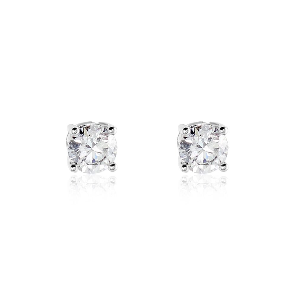 Boucles D'oreilles Puces Or Blanc Victoria Diamants - Puces Femme | Marc Orian