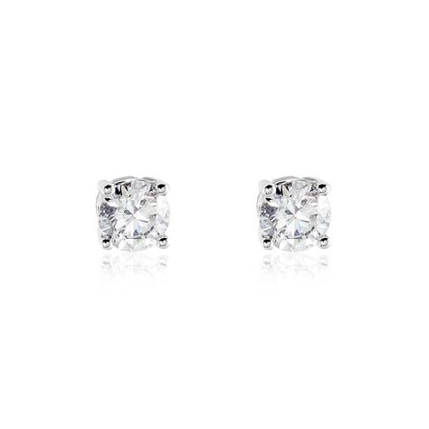 Boucles D'oreilles Puces Or Blanc Victoria Diamants - Puces Femme | Marc Orian