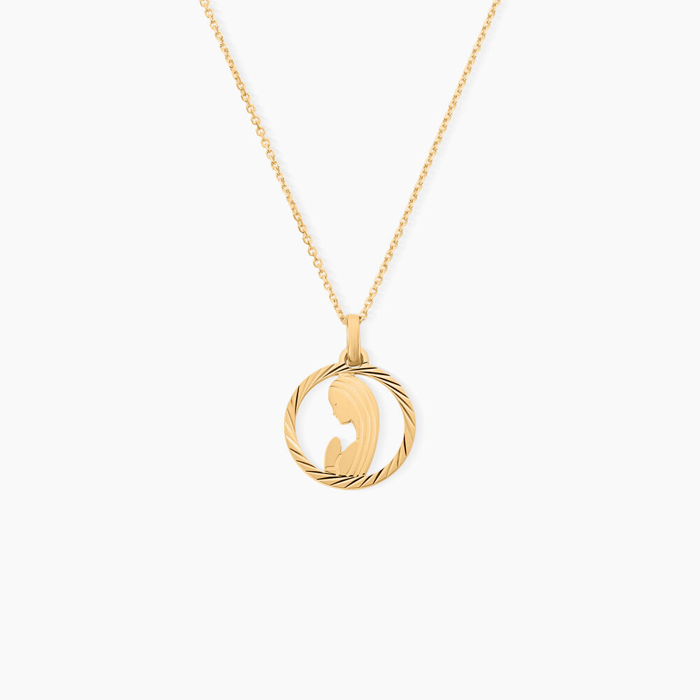 Pendentif Vierge Rond Diamante Or Jaune - Médailles et médaillons Enfant | Marc Orian