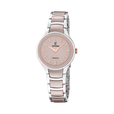 Montre Festina Ceramic Bimatiere Beige - Montres &eacute;tanches Femme | Marc Orian