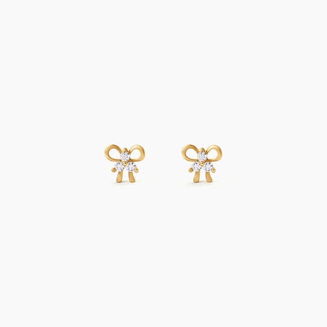 Boucles D'Oreilles Puces Darina Argent Dor&eacute; A L'Or 750/1000 Oxyde De Zirconium - Puces Enfant | Marc Orian