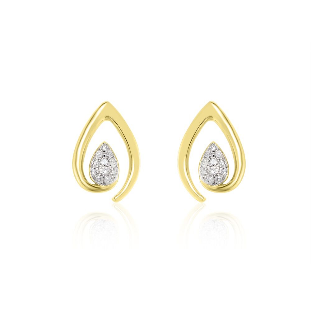 Boucles D'oreilles Or Jaune Sheilana Diamants - Puces Femme | Marc Orian