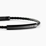 Bracelet Jourdan Cuir De Vache Noir Diamant Synth&eacute;tique - Bracelets cuir Homme | Marc Orian