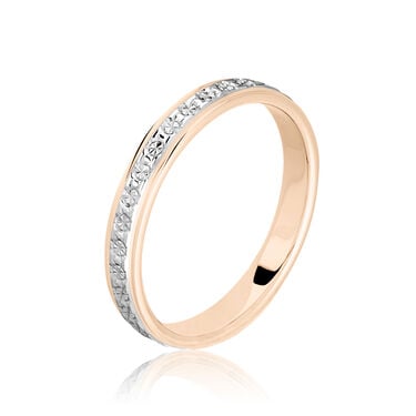 Alliance 1 Rang Diamante Ruban Plat Or Bicolore