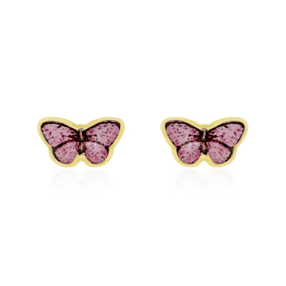 Boucles D'oreilles Puces Sulivia Papillon Or Jaune - Puces Enfant | Marc Orian