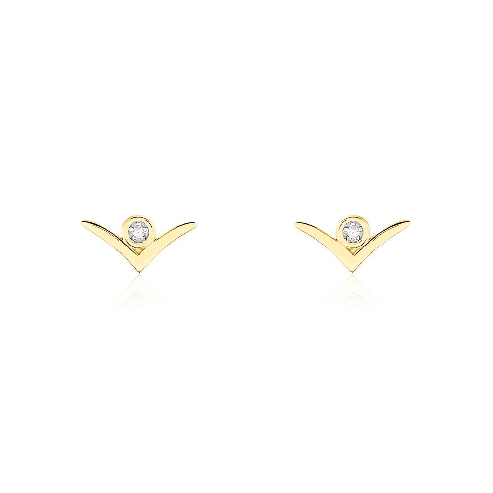 Boucles D'oreilles Puces Volia Or Jaune Diamant -  Femme | Marc Orian