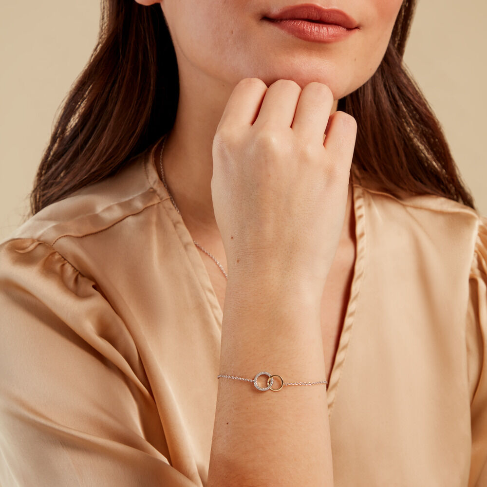 Bracelet Fei Or Jaune Oxyde De Zirconium - Bracelets Anneaux Entrelaces Femme | Marc Orian