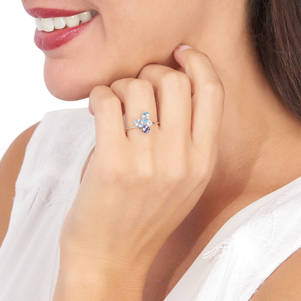 Bague Doryne Or Blanc Topaze Et Oxyde De Zirconium - Bagues pierres fines Femme | Marc Orian