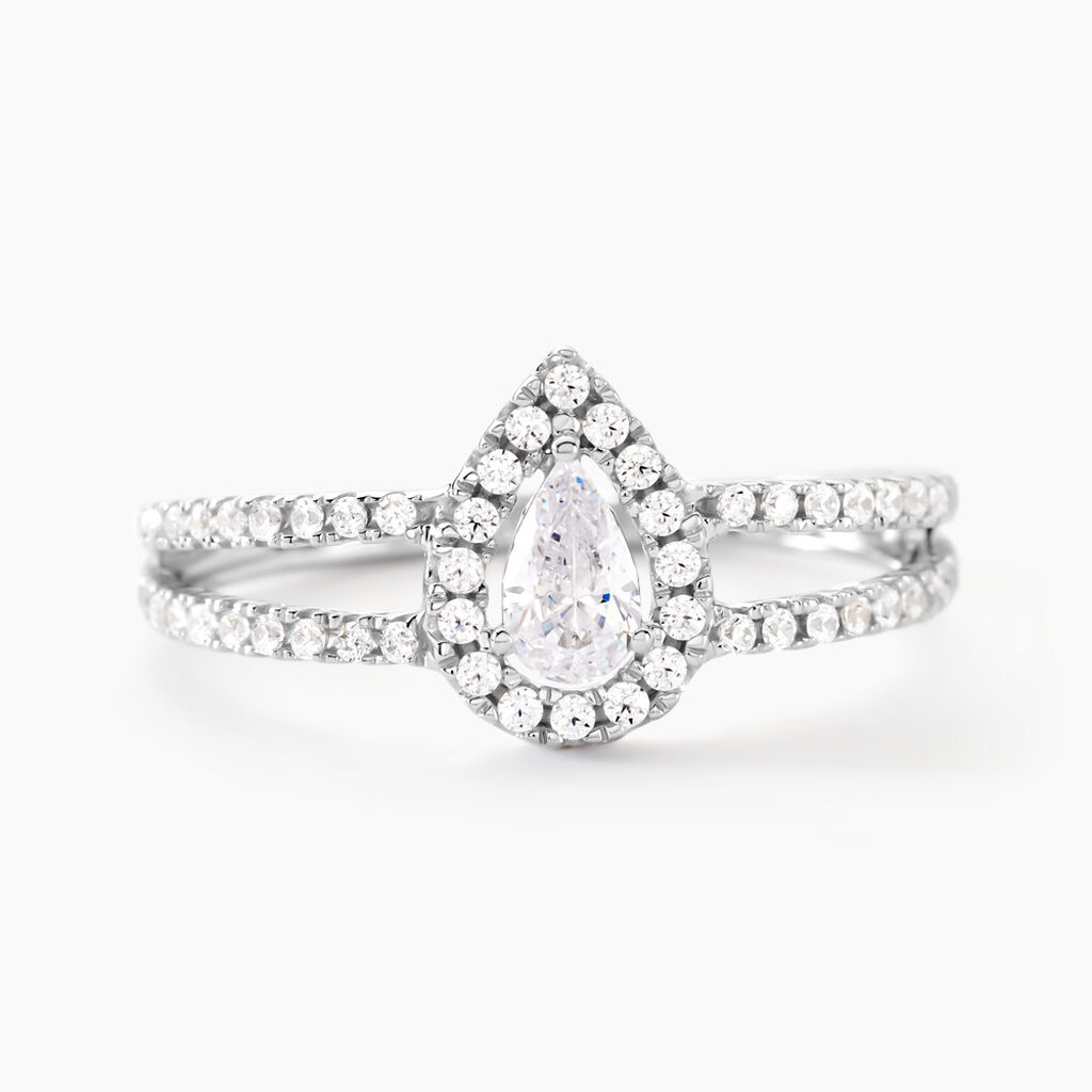 Bague Hildana Or Blanc Oxyde De Zirconium - Solitaires Femme | Marc Orian