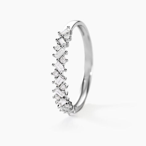 Alliance Vicentius Or Blanc Diamant Synthétique - Alliances avec pierres Femme | Marc Orian