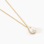 Collier Lucinda Argent Dor&eacute; A L'Or 750/1000 Perle De Culture Oxyde De Zirconium - Colliers avec pierres Femme | Marc Orian