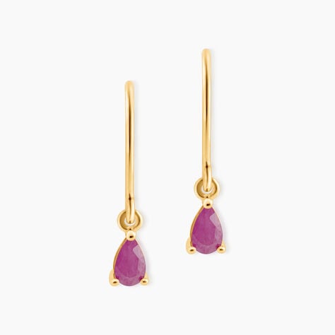 Boucles D'Oreilles Puces Onora Or Jaune Rubis - Puces Femme | Marc Orian