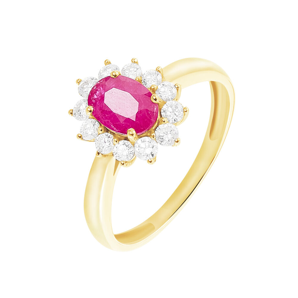 Bague Or Jaune Rubis Diamants - Bagues vintage Femme | Marc Orian