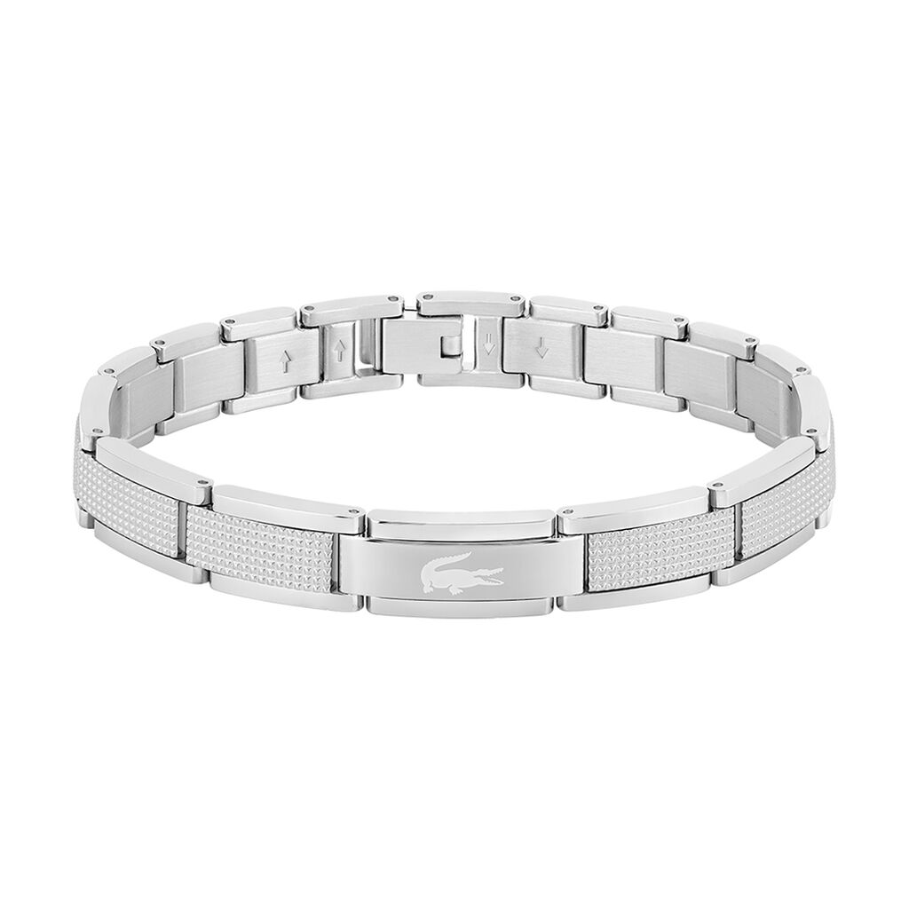 Bracelet Lacoste Stencil Acier Blanc - Bracelets cha&icirc;nes Homme | Marc Orian