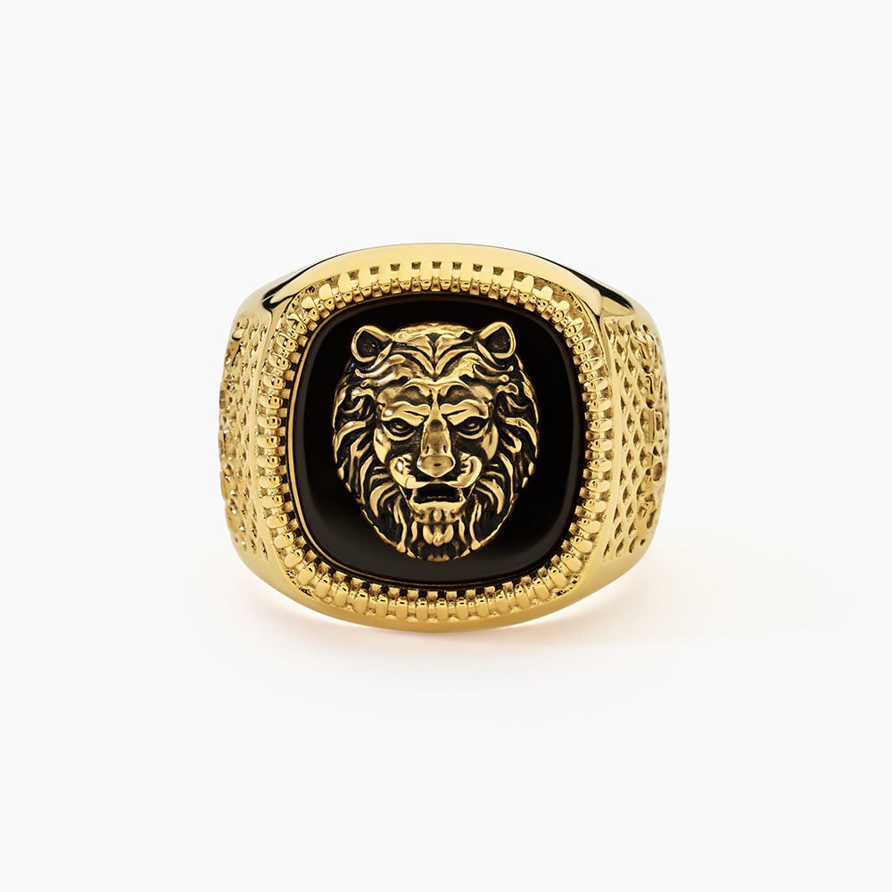 Chevali&egrave;re Guess Lion King Acier Dor&eacute; - Bijoux fantaisie Homme | Marc Orian