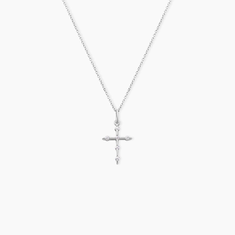 Pendentif Ageda Croix Or Blanc Oxyde De Zirconium - Pendentifs Famille | Marc Orian