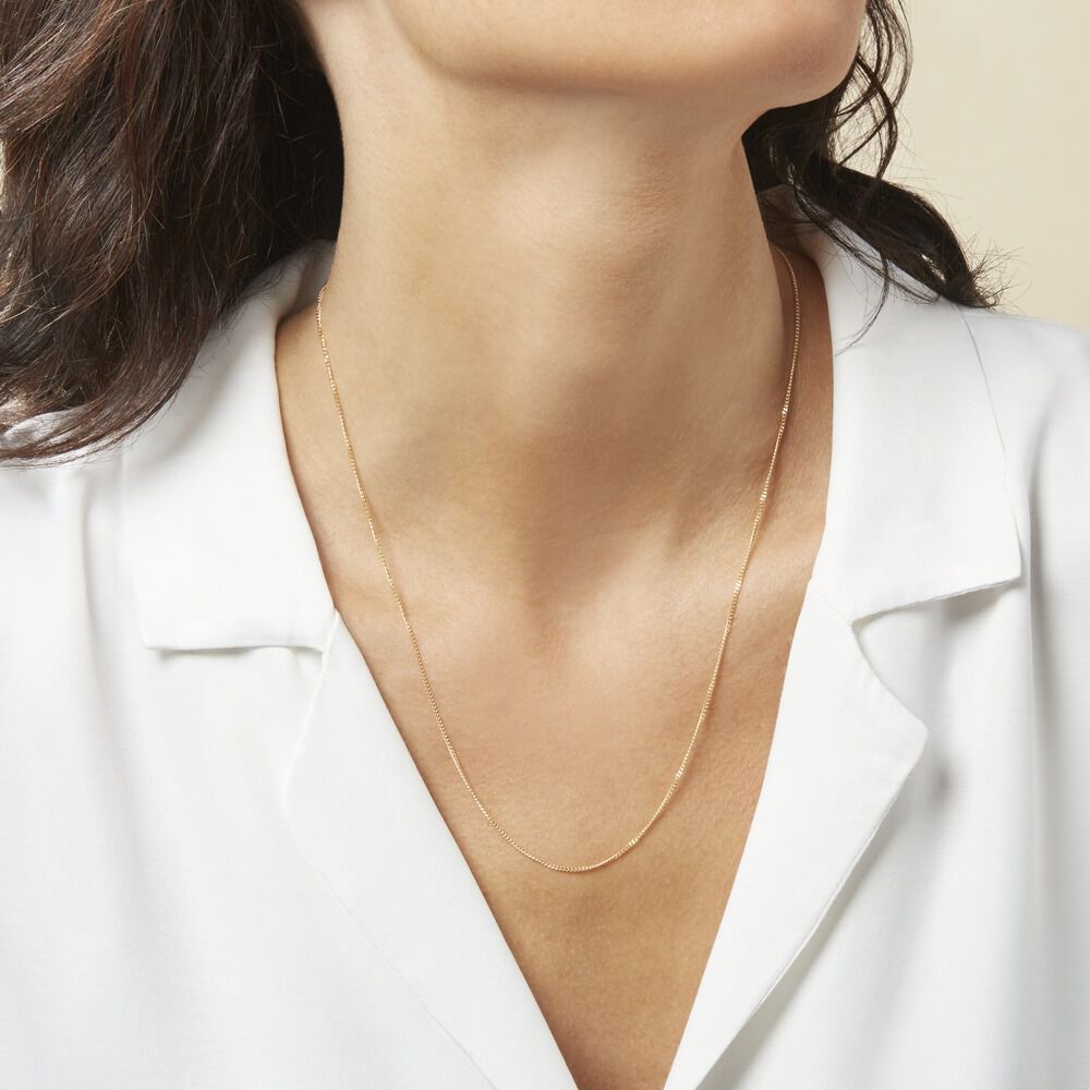 Cha&icirc;ne Ixia Maille Gourmette Diamantee Or Jaune - Chaines Femme | Marc Orian