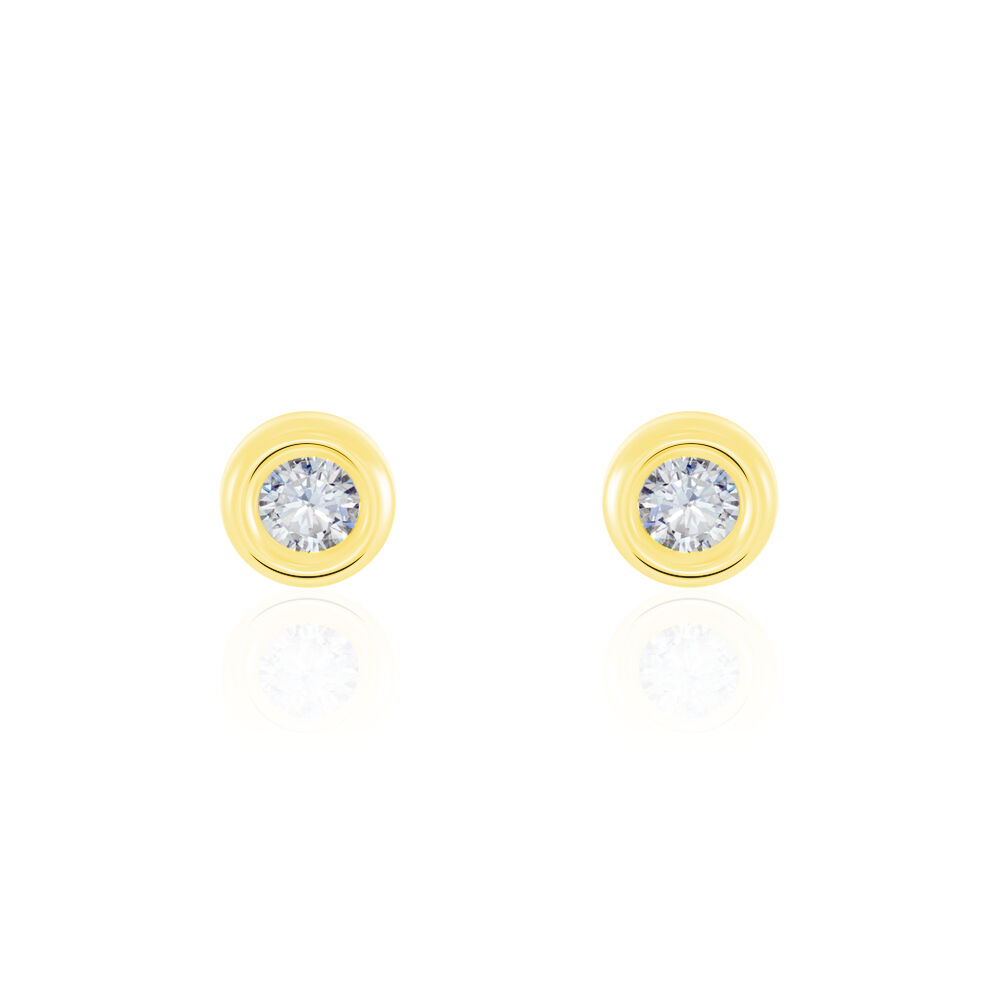 Boucles D'oreilles Puces Eden Serti Pneu Or Jaune Oxyde De Zirconium - Puces Femme | Marc Orian