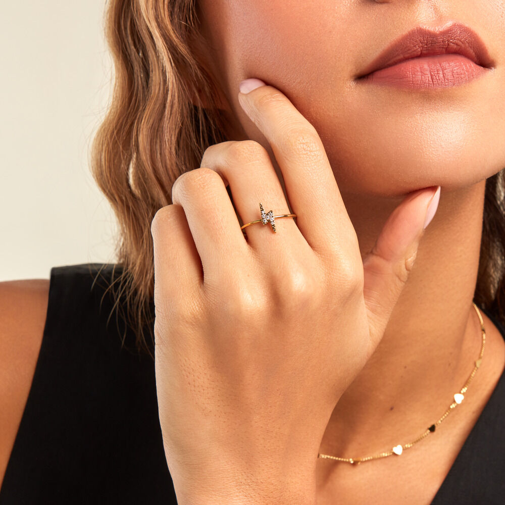 Bague Acier Doré Cristal - Bagues ajustables Femme | Marc Orian