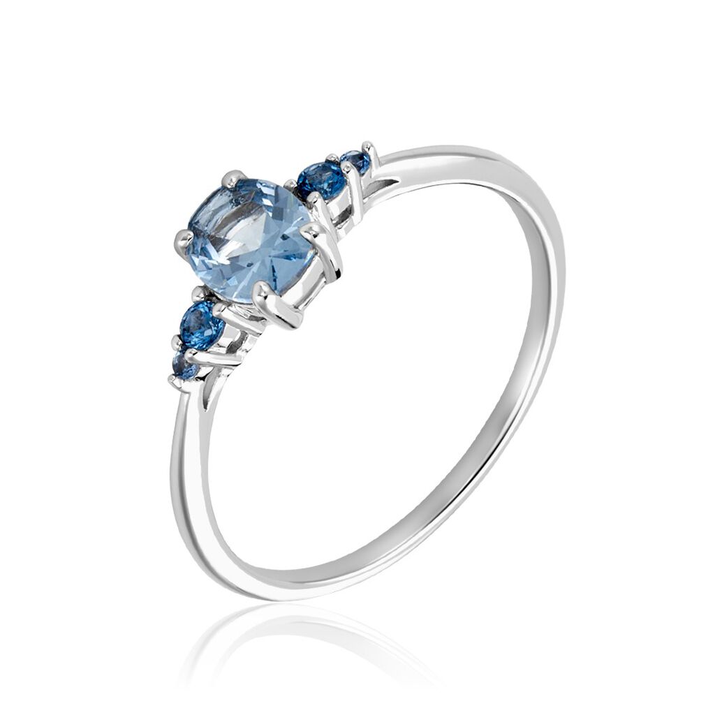 Solitaire Accompagne Argent Rainbow Oxyde De Zirconium Bleu T48 - Bagues de promesse Femme | Marc Orian