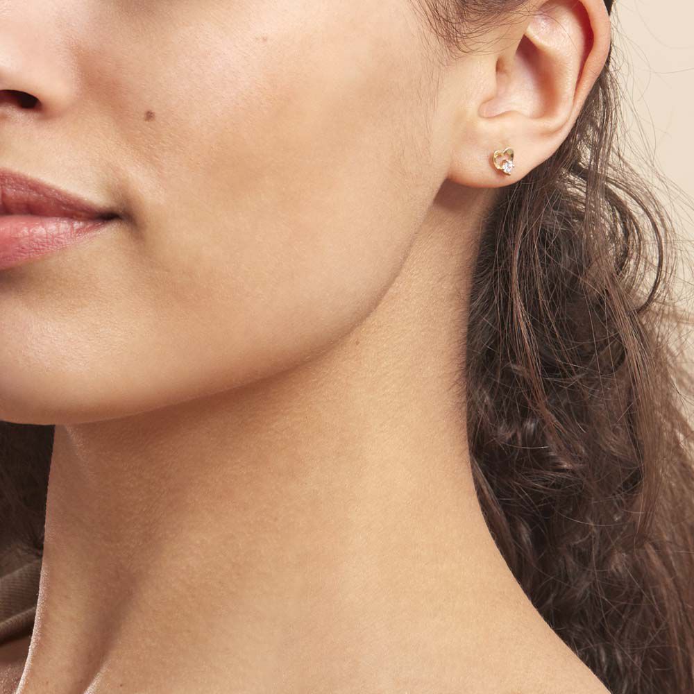 Boucles D'oreilles Puces Daria Cœur Or Jaune Oxyde De Zirconium - Puces Femme | Marc Orian