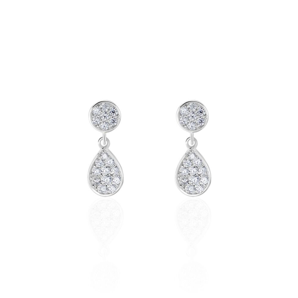 Boucles D'oreilles Pendantes Aletha Argent Blanc Oxyde De Zirconium - Pendantes Femme | Marc Orian