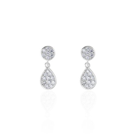 Boucles D'oreilles Pendantes Aletha Argent Blanc Oxyde De Zirconium - Pendantes Femme | Marc Orian