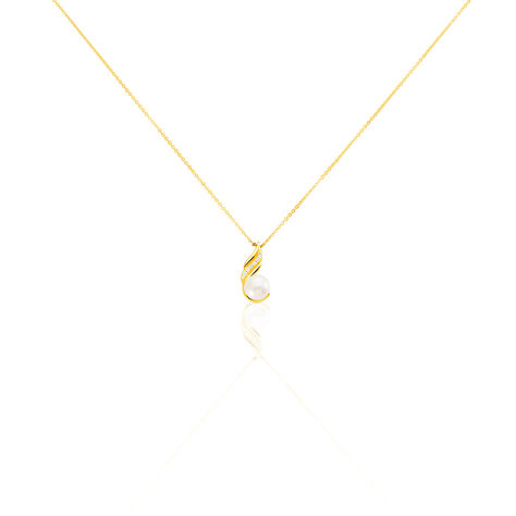 Collier Leta Or Jaune Perle De Culture Et Oxyde De Zirconium - Colliers avec pierres Femme | Marc Orian