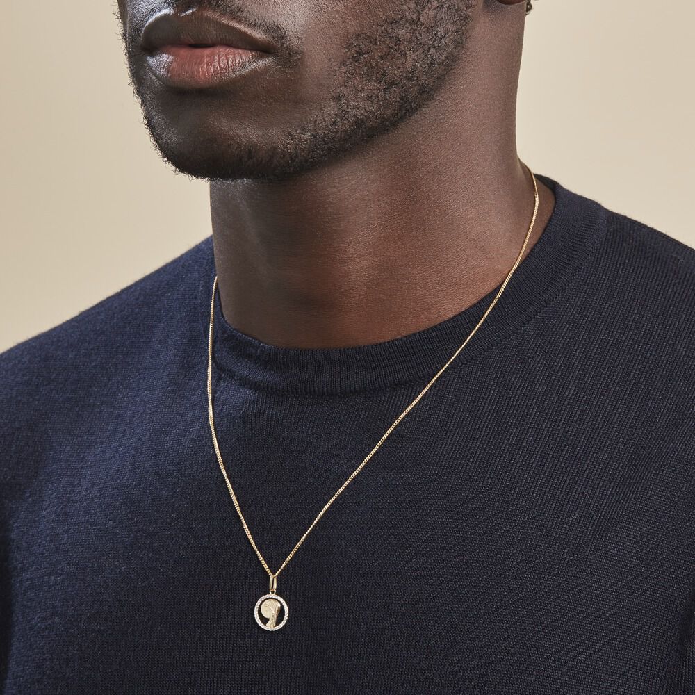 Pendentif Vierge Rond Diamante Or Jaune Oxyde De Zirconium - Médailles et médaillons Famille | Marc Orian