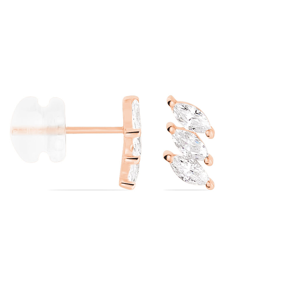 Boucles D'oreilles Puces Edma Or Rose Oxyde De Zirconium - Puces Femme | Marc Orian