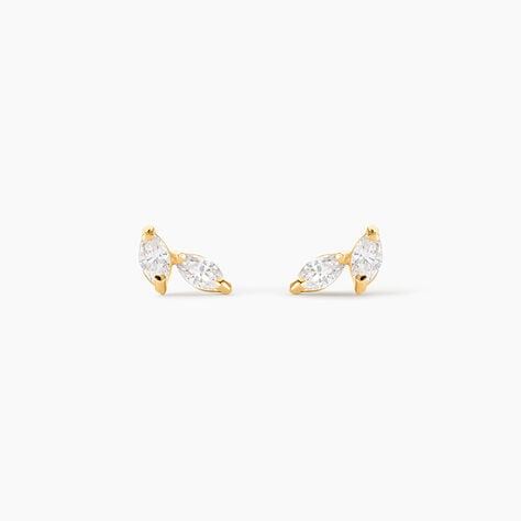 Boucles D'oreilles Puces Mix And Match Or Jaune Oxyde De Zirconium - Puces Femme | Marc Orian