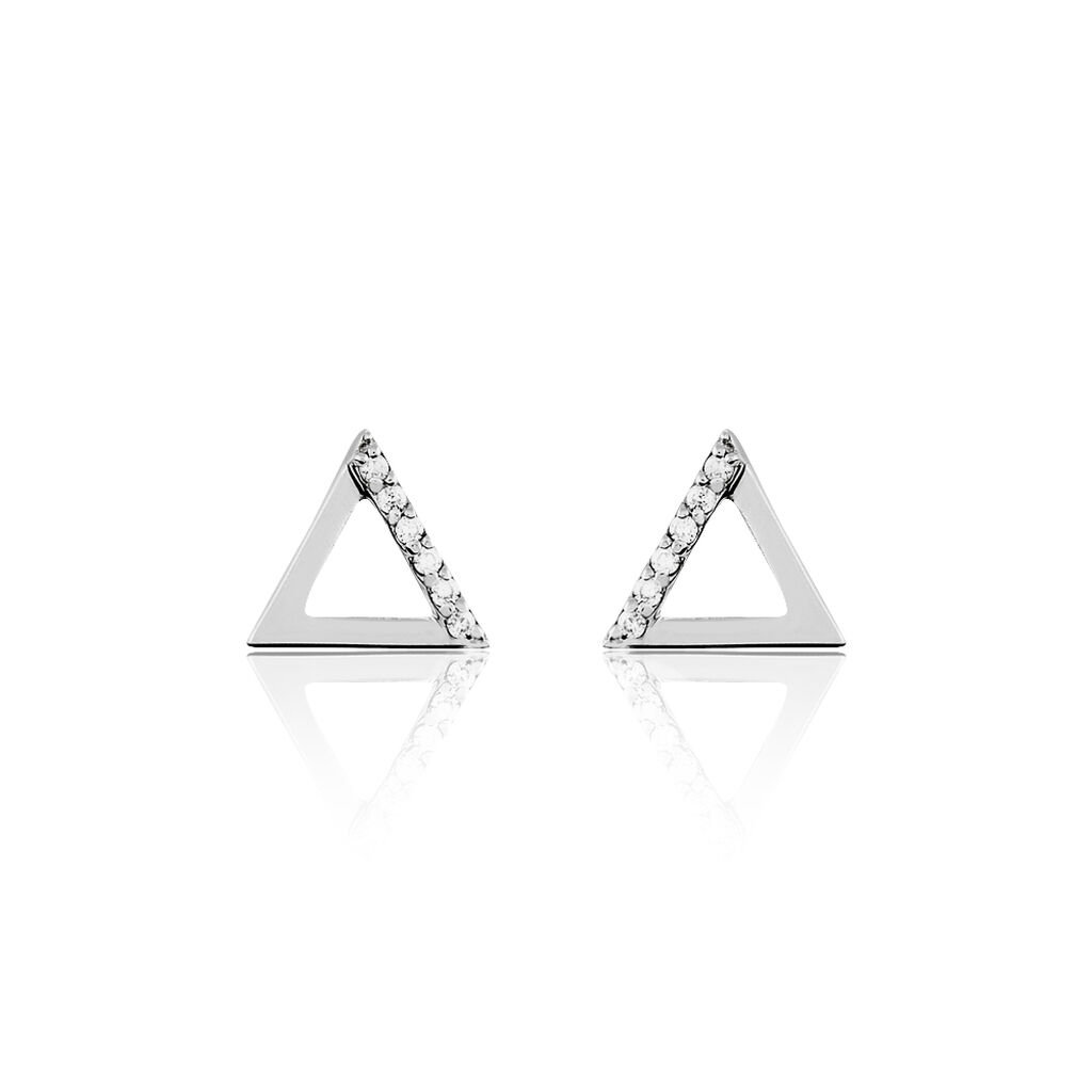 Boucles D'oreilles Puces Lorena Argent Blanc Oxyde De Zirconium - Puces Femme | Marc Orian